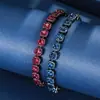2025 Joyería Huabi Retro Europeo y Americano Corindón Artificial Lujo Accesible Pulsera de Oro Negro Completamente Diamantada Pulsera Piedra Heroína 4mm