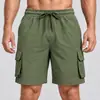Shorts de trabalho masculinos estilo americano para Amazon transfronteiriço, cinco pontas, cintura média, corte solto, respirável, multibolsos, casual, esportivo, shorts de praia