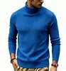[Suéter] Nova coleção outono/inverno masculina: Suéter de malha estilo europeu e americano, gola alta, listrado liso, slim fit, suéter quente, segunda pele para homens