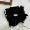 Scunchie de Terciopelo de Alta Gama Retro Elegante con Perlas y Bordes con Cuentas, Liga para el Cabello Versátil para Mujer