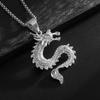 Europa y Estados Unidos nuevo HIPHOP transfronterizo acero titanio chapado en oro al vacío diamante animal zodiaco dragón colgante collar