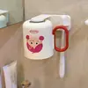 Set de Vasos de Enjuague Bucal de Dibujos Animados Lindo para Familia de Cuatro con Boca Invertida para Uso en Casa, Portacepillos Creativo sin Taladro con Alto Valor Estético