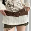 Cinturón de Leopardo de Moda Estilo Chica Picante para Mujer Y2K Personalidad Subcultura Cinturón Ancho de Cuero Accesorio Cinturón de Cintura Adelgazante con Pedrería Moda