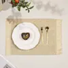 Jogo americano retangular de papiro trançado com franjas vintage, tapete multicolorido oco com franjas resistentes ao calor, disponível para uso em mesa de pousada e restaurante