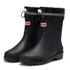 Moda Versátil Sapatos de Chuva Femininos Coreanos Impermeáveis Antiderrapantes Algodão Quente Cano Médio Galochas Sola Macia Confortável Cinto Sapatos Aquáticos