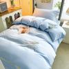 Juego de cuatro piezas de seda de hielo lavada estilo europeo bordado sábana funda de edredón verano sedoso dormir desnudo ropa de cama de verano ropa de cama de verano