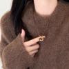 Collar de cuerda de cuero con piedra de ojo de tigre para otoño e invierno, estilo Maillard Yadan para mujer, cadena larga de lana, cadena de clavícula sencilla de moda.
