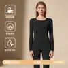 Conjunto de Ropa Interior Térmica Cálida de Cachemira y Seda para Hombre y Mujer Otoño Invierno con Felpa Gruesa Capa Base Cepillada Top de Otoño Pantalones de Otoño