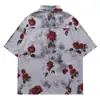 Camisa de Verão Floral Tailandesa de Manga Curta Havaiana Nicho Retrô Estilo Resort Beira-Mar Camisa Leve e Fluida para Homens e Mulheres