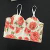 Fábrica de Origem Europeia e Americana Estampa de Rosa Fresco Plus Size Colete Feminino Corset Levanta-se Suporte para Seios Ajustado ao Corpo Roupa Exterior