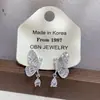Brincos de Zircônia Gota d'Água Borboleta Prata para Mulheres, Brincos de Nicho, Luxo Acessível, High-End, Brincos Elegantes e Bonitos