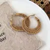 Brincos de Palha Artesanais Estilo Férias da Moda para Mulheres, Brincos de Rattan Personalizados para Praia e Litoral, Brincos Trançados, Brincos
