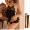 Lencería Sexy de Encaje Nocturna Banda para el Vientre Pijama Pasión Con Cordones Confundido Talla Grande Conjunto Uniforme