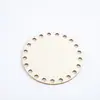 Cesta tejida DIY marco caja de almacenamiento base de madera ganchillo hecho a mano base de madera color de tronco placa perforada de virutas de madera redonda