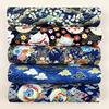 E vento flor pano feito à mão algodão japonês impresso grupo de pano DIY patchwork artesanal pequeno floral pano cabeça 5 peças