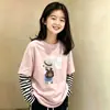 Camiseta de Manga Larga para Niñas 2026 Nuevo Estilo Primavera y Otoño para Niños Mayores, Dulce y Elegante Corte Holgado Algodón Puro Top Falso de Dos Piezas para Niñas