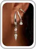 Pendientes de circonita estilo europeo y americano para mujer, pendientes colgantes con cadena dorada, pendientes de lujo ligero de moda con un toque de alta gama