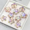 Cuentas de Acrílico Transparente con Forma de Estrella de Mar de Cinco Puntas, Recubrimiento Metálico, Agujero Pasante, Accesorios para Joyería de Cadena de Teléfono Móvil DIY