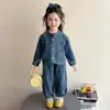 Elegante Conjunto de Mezclilla Estilo Coreano Primavera/Otoño para Bebés Niñas 2026 Nuevo Casual Súper Bonito de Moda Conjunto de Dos Piezas Tendencia
