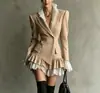 Vestido Blazer de Comercio Exterior Transfronterizo Europeo y Americano para Primavera y Otoño, Elegante para el Trabajo, con Nuevo Diseño y Mangas Largas de Bloques de Color