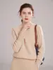 Nuevo Suéter de Punto de Cachemira para Mujer Otoño/Invierno 2026, Jersey de Cuello Semi Alto, Tejido de Trenzado en Todo el Cuerpo, Corte Holgado, Suéter Versátil como Capa Base