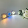 Adorno Redondo de Madera Maciza con Bola de Cristal Blanca y Base Luminosa, Luz de Noche de Madera de Enchufe Directo, Versión Enchufable para Navidad
