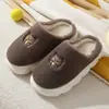 Pantuflas de Felpa de Oso de Dibujos Animados para Mujer Invierno Más Terciopelo Cálidas para Interiores Hogar Antideslizantes Suela Gruesa Pareja Pantuflas de Algodón Hombre