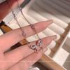 Pendientes de lazo dulce llenos de diamantes de alta calidad, personalidad de temperamento, collar de lujo ligero, traje simple único, accesorios a juego.
