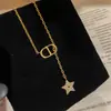 Estrella Dorada Oro Real 18K Galvanizado Circonita Nariz de Cerdo Estrella Colgante Collar Ajustable Cadena de Clavícula de Gama Alta