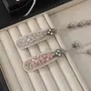Pinza Bb Rosa Lichi de Alta Resistencia con Estilo Étnico de Cristal, Pinza Lateral con Strass Brillante para Flequillo, Pinza para el Cabello de Nuevo Estilo Chino de Alta Resistencia de Lujo Ligero para Mujeres