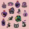 Set de Broches de Gato Negro Estilo Magia Oscura Accesorios de Pines de Dibujos Animados de Pociones Misteriosas Insignias Decorativas Versátiles