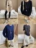 Si Nan, Modelo de Moda, Estilo de Blogger Sencillo, Camiseta Base de Manga Raglán con Bolsillo Pequeño, Talla Grande Sn7871