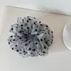 Goma de pelo scrunchie de tul de lunares de doble capa de moda coreana, talla grande para mujer, nuevo accesorio para moño de alta gama