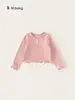 Ropa infantil Youbao, top infantil con volantes, camiseta básica de manga larga de lunares para niñas, imitación de dos piezas para niños pequeños, cuello redondo