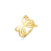 Anillo abierto para mujer de flor mariposa acero inoxidable Oro anillo ajustable moda joyería de insectos regalo de cumpleaños