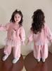 Conjunto de Polar para Niña, Ropa de Otoño e Invierno, Sudadera Casual para Niños, Conjunto de Dos Piezas Grueso de Invierno para Bebé de Celebridad de Internet