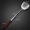 Mango de madera alargado acero inoxidable 304 cuchara para freír espátula espátula pala para cocinar cuchara para sopa juego de utensilios de cocina espátula de chef