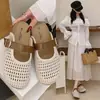 Novedad Primavera Verano 2026 Mocasines sin Cordones Tejidos Huecos de Suela Gruesa Cerrados Transpirables para el Hogar y el Exterior para Mujer