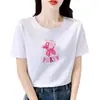 Camiseta Blanca de Manga Corta de Moda para Mujer, Estilo Casual de Verano, Estampada, Versátil, Cuello Redondo, Top de Media Manga Estilo Ins