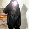 Moda subcultural europea y asiática estilo casual top punk personalizado con diseño de diamantes de imitación, sudadera con capucha de manga larga para mujer