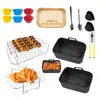 Set de Accesorios para Freidora de Aire Sartén de Silicona Rejilla de Acero Inoxidable para Barbacoa Accesorios para Freidora de Aire Ninja