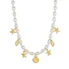 Bohemio Verano Playa Concha Cadena Clavícula Nicho Orilla del Mar Perla Imitación Estrella de Mar Concha Colgante Collar Pulsera
