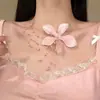 Collar de Flores Rosas con Perlas para Primavera y Verano, Gargantilla de Cadena para Clavícula Multicapa, Cadena para el Cuello con Ambiente de Playa