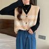 Otoño e Invierno Nuevo Chaleco Tejido Holgado Vintage para Exterior Estilo Coreano Combinable Nicho Apilado Cárdigan para Mujer