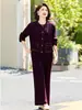 Elegante conjunto de jaqueta jeans estilo mãe para mulheres, meia-idade e idosos, conjunto fino de duas peças da moda para primavera e outono, estiloso e nobre para primavera e outono