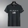Camiseta Masculina de Verão Casual Esportiva para Corrida Fitness Solta Cor Lisa Estampa de Letras Leve e Respirável Manga Curta