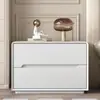 Nueva Mesa de Noche Minimalista Italiana, Gabinete de Noche de Doble Cajón Sin Ensamblaje, Gabinete de Almacenamiento de Piso de Lujo Ligero para Dormitorio del Hogar