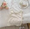 Chaleco Bordado con Borde de Hongo para Bebé Niña, Lindo y Elegante, Fácil de Usar en Verano, Tirantes Interiores de Algodón Puro