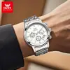 Reloj Marca Opk Tres Ojos Multifuncional de Negocios de Cuarzo Calendario Simple Correa de Acero Luminoso Impermeable Reloj para Hombre Reloj para Hombre