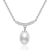 Collar de Plata de Ley S925 para Mujer Collar de Moissanita Perla de Agua Dulce Natural Colgante de Sonrisa Simple Fábrica en stock Venta al por mayor